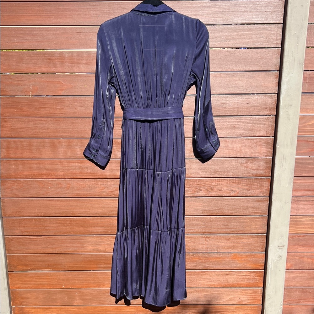 Elegant Shiny Navy Blue Women's Dress - Picture 5 of 6